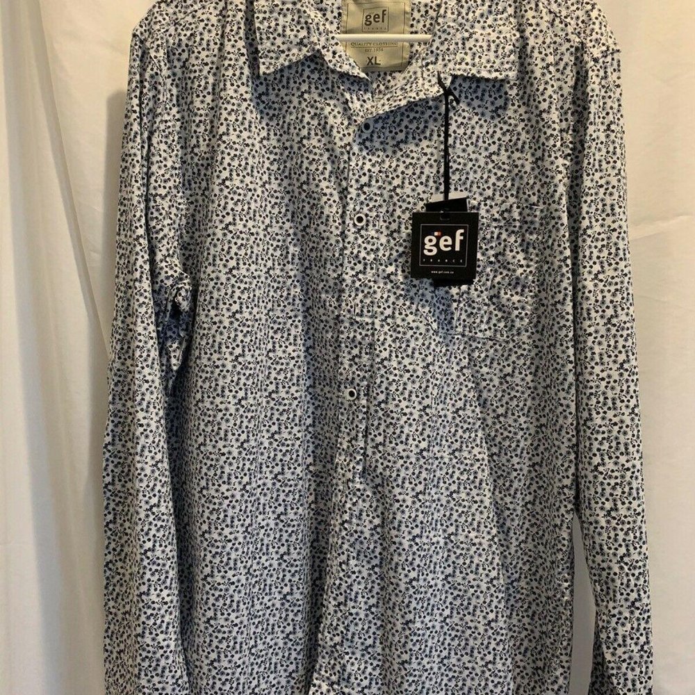 NWT GEF Men’s Button Down Patterned Shirt XL
